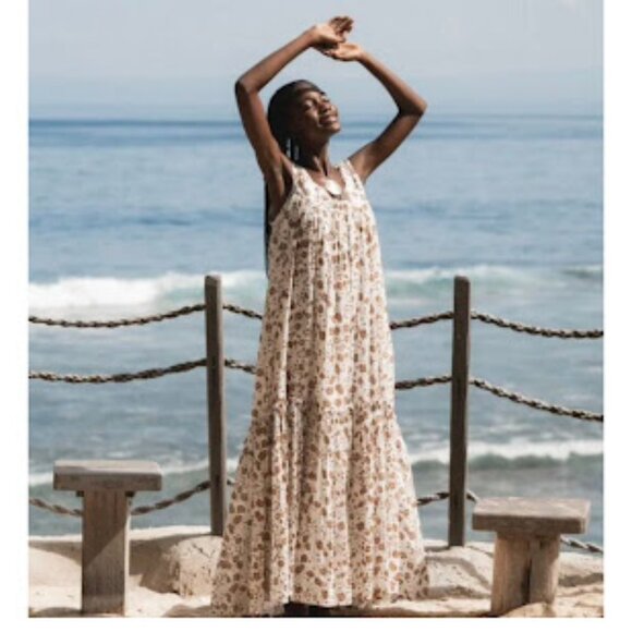 Daughters of India Floral Maxi Dress - Cream and Brown - Picture 2 of 8